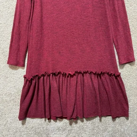 Anthropologie Sunday in Brooklyn Sweater Dress Women's Large Wine ruffle hem NWT - Picture 7 of 16